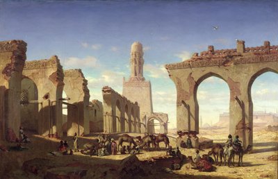 Ruiny mešity chalífy El Hakena, Káhira, kolem roku 1840 od Prosper Georges Antoine Marilhat