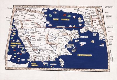 Mapa Arábie, Perského zálivu a Indického moře, 1541 od Ptolemy