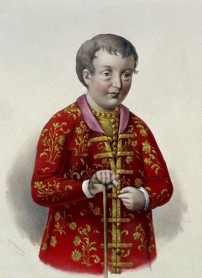 Velkokníže Simeon Alexejevič (1665-1669) Ruska (Carevich Simeon Alexejevič Ruska). Dílo Pjotra Fjodoroviče Borela (1829-1898), litografie kolem roku 1860. Ruské umění 19. století, neoklasicismus. Ruská státní knihovna, Moskva. od Pyotr Fyodorovich Borel