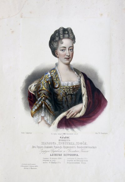 Portrét princezny Charlotte z Brunswick-Wolfenbüttel 1694-1715, manželka careviče Alexeje Petra od Pyotr Fyodorovich Borel