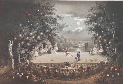 Balet Naiad a Rybář od C. Pugniho v Růžovém pavilonu, v parku Peterhof, 1851. od Pyotr Fyodorovich Borel
