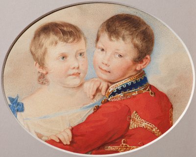 Portrét korunního prince Alexandra Nikolajeviče a velkovévodkyně Marie Nikolajevny jako děti, 1825 od Pyotr Fyodorovich Sokolov