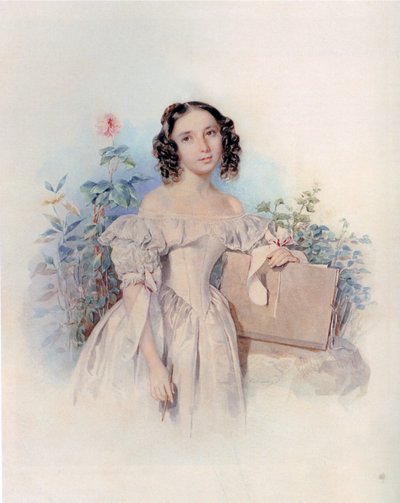 Portrét princezny Helen Biron von Curland, rozené Meshcherskaya 1818-1843, 30. léta 19. století od Pyotr Fyodorovich Sokolov