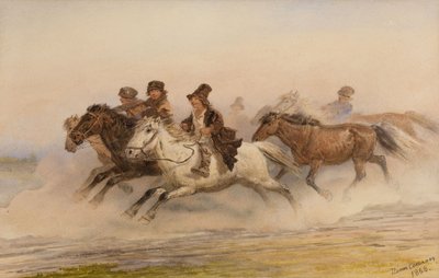 Noční hlídka. Ilustrace ke skicám z mysliveckého alba od I. Turgeněva, 1867 od Pyotr Petrovich Sokolov