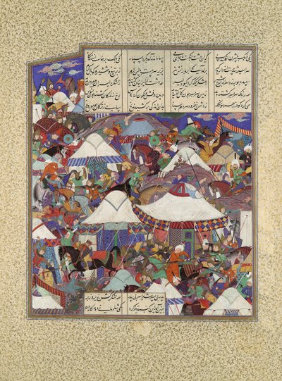 The Besotted Iranian Camp Attacked by Night, Folio 241r from Shahnama..., ca. 1525-30. od Qadimi