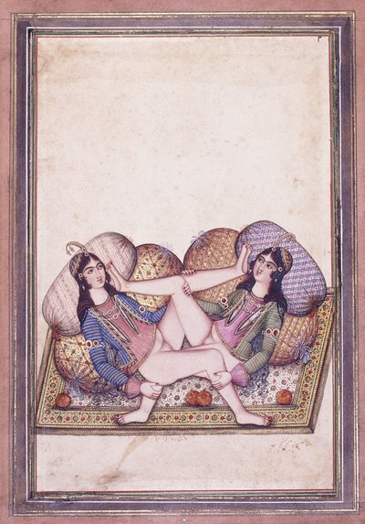 Erotická scéna, polovina 19. století od Qajar School