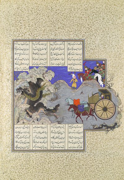 Isfandiyarův třetí kurz: Zabíjí draka, Folio 434v z Shahnamy..., ca. 1530. od Qasim ibn 