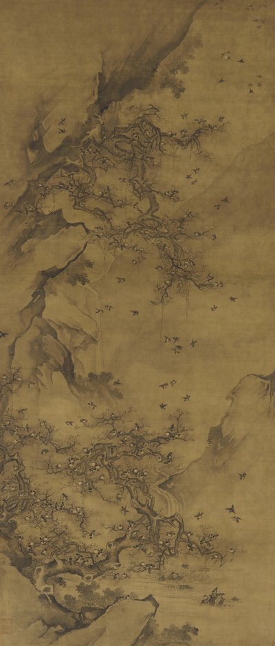 Hřadování ptáků u útesu, konec 17.–18. století od Qing Dynasty Chinese School