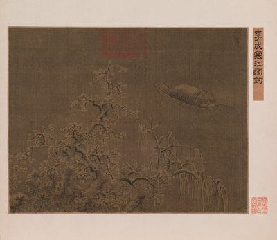 Samotný rybolov v ledové řece od Qing Dynasty Chinese School