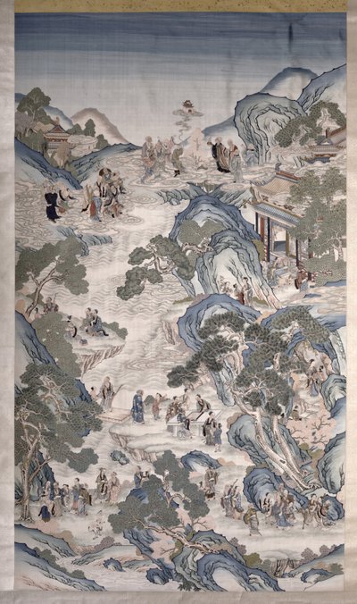 Shromáždění skupin nesmrtelných, cca 1800 (textil) od Qing Dynasty Chinese School