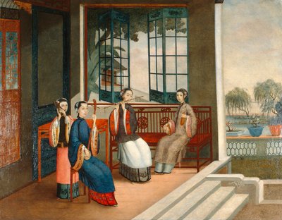 Hudebníci, kolem roku 1800 (olej na plátně) od Qing Dynasty Chinese School
