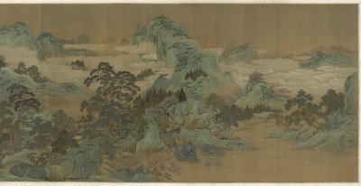 Říční krajina v modré a zelené, 17.-18. století od Qing Dynasty Chinese School