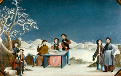 Zimní scéna se vzdálenou pevností, kolem roku 1800 (olej na plátně) od Qing Dynasty Chinese School