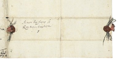 Adresní list dopisu Alžběty I. Anglické francouzskému Jindřichu IV., kolem roku 1596 od Queen Elizabeth I of England and