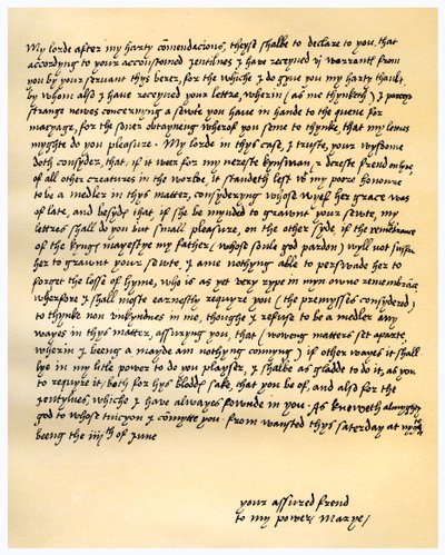 Dopis královny Marie I. lordu Seymourovi ze Sudeley, 4. června 1547. od Queen Mary I