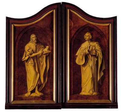 Oltářní obraz Cechu truhlářů, zavřeno (olej na panelu) od Quentin Massys or Matsys
