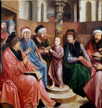 Ježíš mezi lékaři Obraz Quentina Metsyse (1466-1530) (ek.flam.) Lisabon, Museo di Arte Antica od Quentin Massys or Metsys