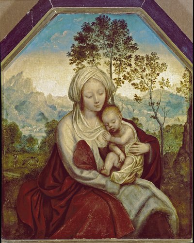 Madonna a dítě (tempera a olej na dřevě od Quentin Massys or Metsys