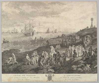 Prodej ryb v Scheveningen Vente de Poisson a Schevelinghe [sic] po malbě v.... od Quentin Pierre Chedel