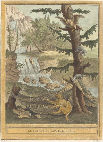 Le chat et le rat (Kočka a krysa) od Quentin Pierre Chedel after Jean Baptiste Oudry