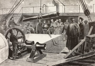 Italští námořníci a důstojníci na lodi Gottardo, italská expedice v Rudém moři, Palermo, Itálie, rytina podle kresby Quinta Cenniho a náčrtku Danteho Paolocciho, z L