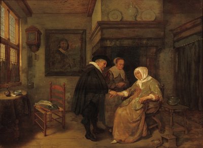 Lékař na návštěvě nemocné ženy od Quiringh Gerritsz. van Brekelenkam