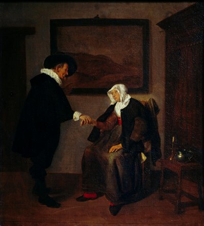 Konzultační obraz od Quiringha Gerritsze Van Brekelenkama (asi 1620-1668). Slunce 0,57x0,52m od Quiringh Gerritsz. van Brekelenkam
