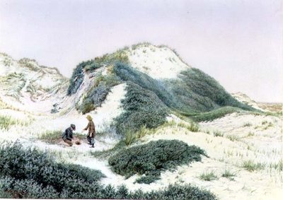 Mezi písečnými kopci v Hightown 1885 (akvarel) od R.H. Rutherford
