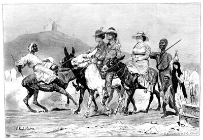 Skupina turistů, Egypt, 1881 od R. Brandamour