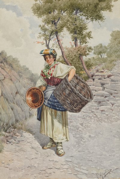 Selská dívka na kamenité cestě od R. Gigli