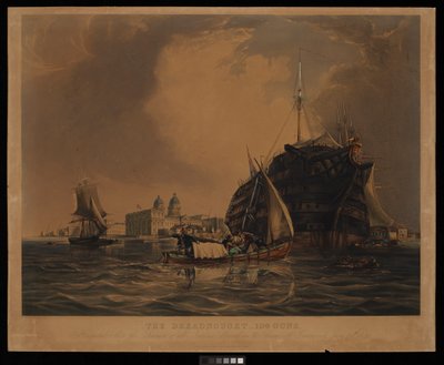 Dreadnought 104 děl, nemocniční loď pro námořníky všech národů, kotvící na Temži u Greenwiche, 20. června 1831. od R. W. Price