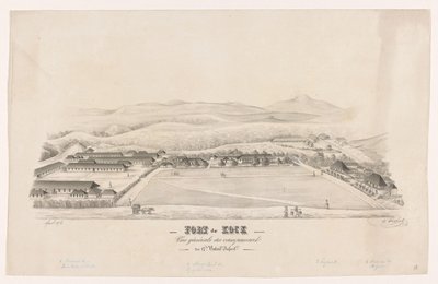 Pohled na Fort de Kock Fort de Kock / Vue générale du campemente / du 17de Batail.on Infant.rie (název na objektu) od R. Walthert (signed by artist)