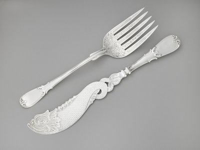 Rybí vidlička a nůž, c. 1835-1845 (stříbro) od R. and W. Wilson