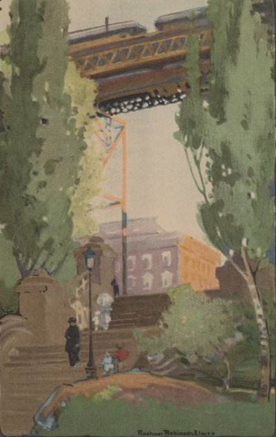 Elevated Railroad na 110th Street, 1914. od Rachael Robinson Elmer