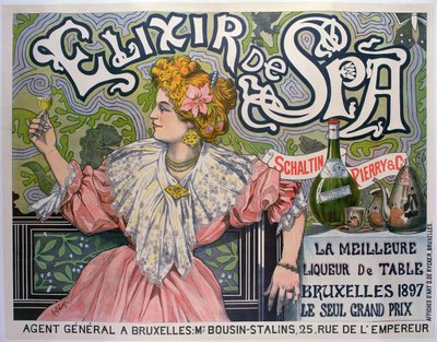 Plakátová reklama na belgický likér „Elixir de Spa“. od Raff (1861 1952)