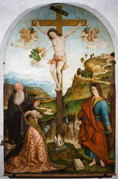 Ukřižování, asi 1528 (tempera na desce) od Raffaele De (fl.1514 1573) Pancalino