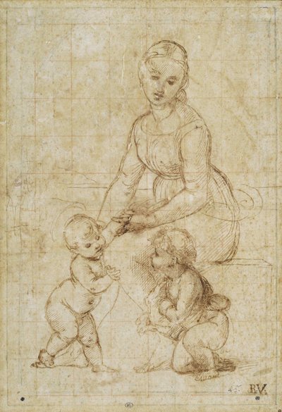 Studie pro The Beautiful Gardener, ca 1506-1507. od Raffaello Sanzio Raphael