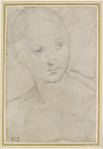 Studie hlavy mladé ženy, od Raffaello Sanzio Raphael