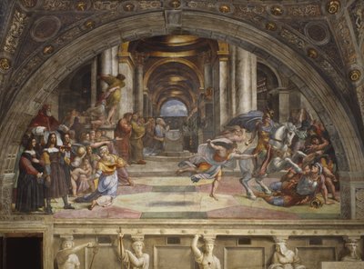 Vyhnání Heliodora z chrámu, Stanza di Eliodoro, 1511-12 od Raffaello Sanzio Raphael