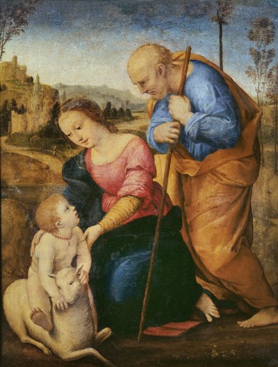 Svatá rodina s beránkem (olej na dřevě) od Raffaello Sanzio Raphael