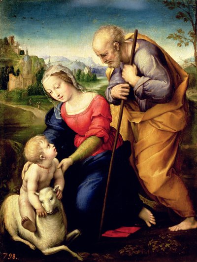 Svatá rodina s beránkem, 1507 od Raffaello Sanzio Raphael