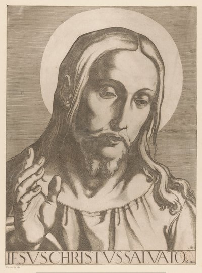 Kristus Jesus Christ Salvator Mudi (titul na předmětu) Christ, Mary en de twaalf apostelen (název série) The Sacred Apostolic College (název série) od Raffaello Schiaminossi