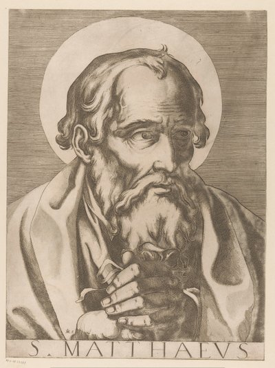Svatý Matěj S. Matthaeus (titul na předmětu) Kristus, Marie a dvanáct apoštolů (název série) Il sacrato collegio apostolico (název série) od Raffaello Schiaminossi