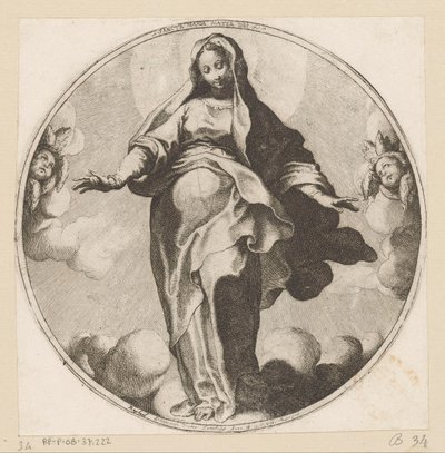 Marie v oblacích Sancta Maria Mater Dei (název na objektu) od Raffaello Schiaminossi