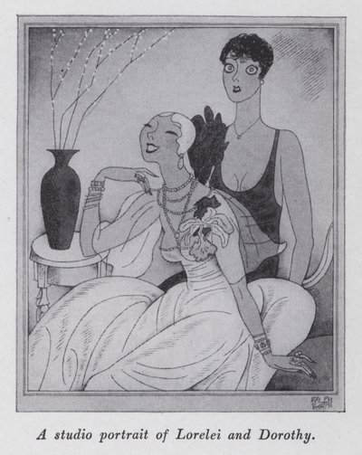 Ilustrace k filmu "Ale pánové si berou brunety" od Anity Loos (litho) od Ralph Barton