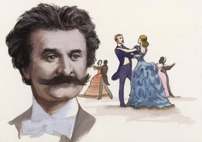 Johann Strauss mladší (kvaš na papíře) od Ralph Bruce