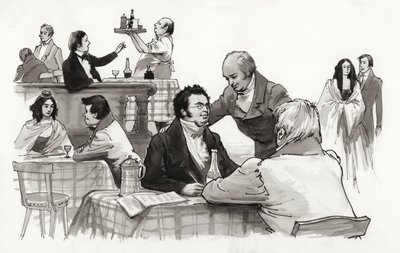 Schubert a přátelé (kvaš na papíře) od Ralph Bruce
