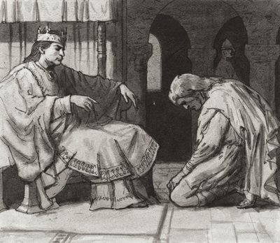 Walteof, hrabě z Northumbrie před králem Vilémem I. (kvaš na papíře) od Ralph Bruce