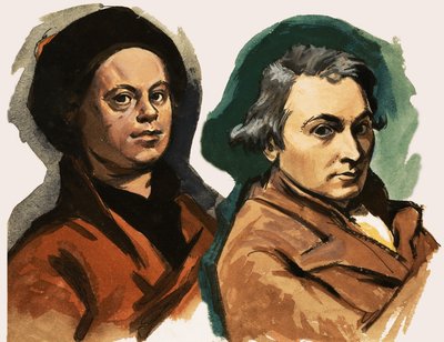 William Hogarth a George Romney od Ralph Bruce