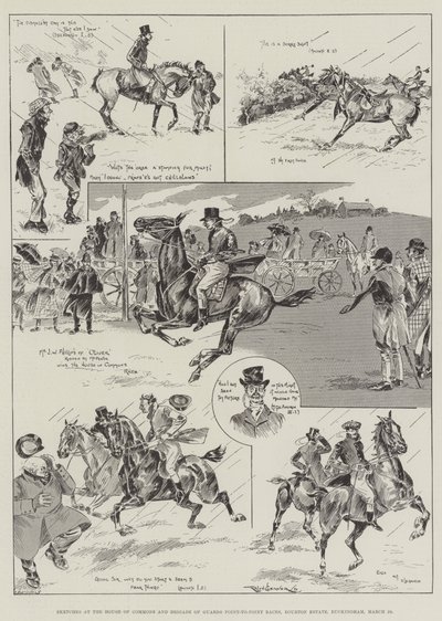 Sketches at the House of Commons and Brigade of Guards Point-to-Point races, Bourton Estate, Buckingham, 26. března od Ralph Cleaver